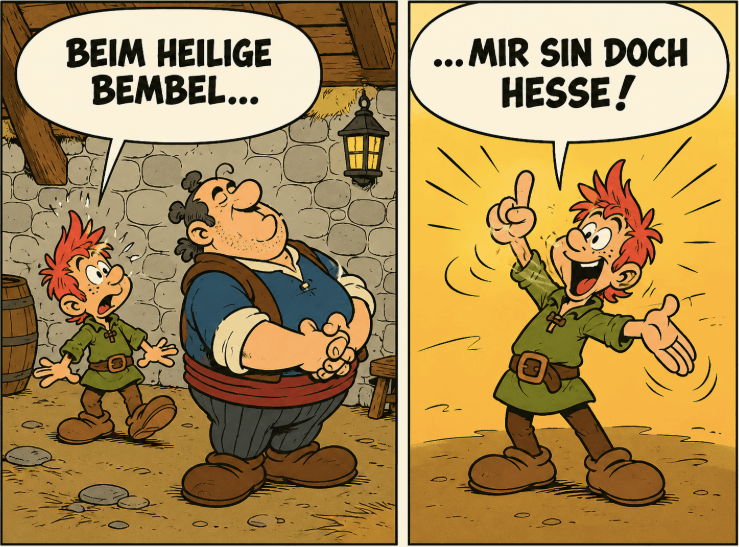 in Anlehnung an „Fix un ferdisch“ mit Asterix u. Obelix – dank KI