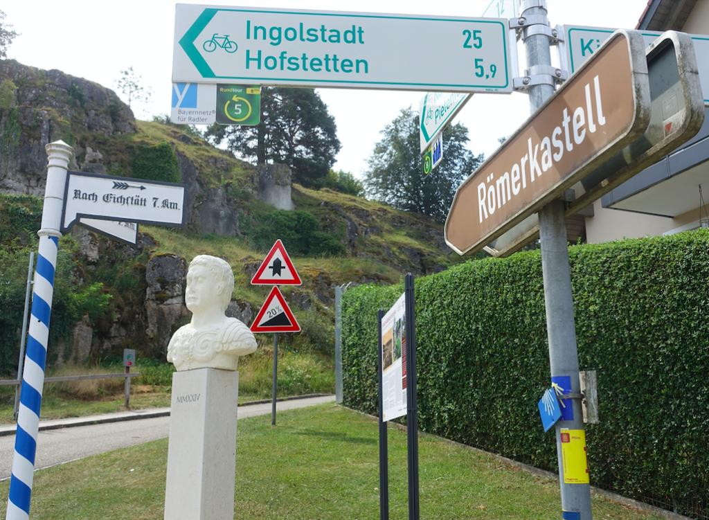 Schilderwald in Pfünz: Die 20% Steigung waren für meine Gewichtsklasse leicht schaffbar – für Sabine mit Anhänger jedoch nicht mehr